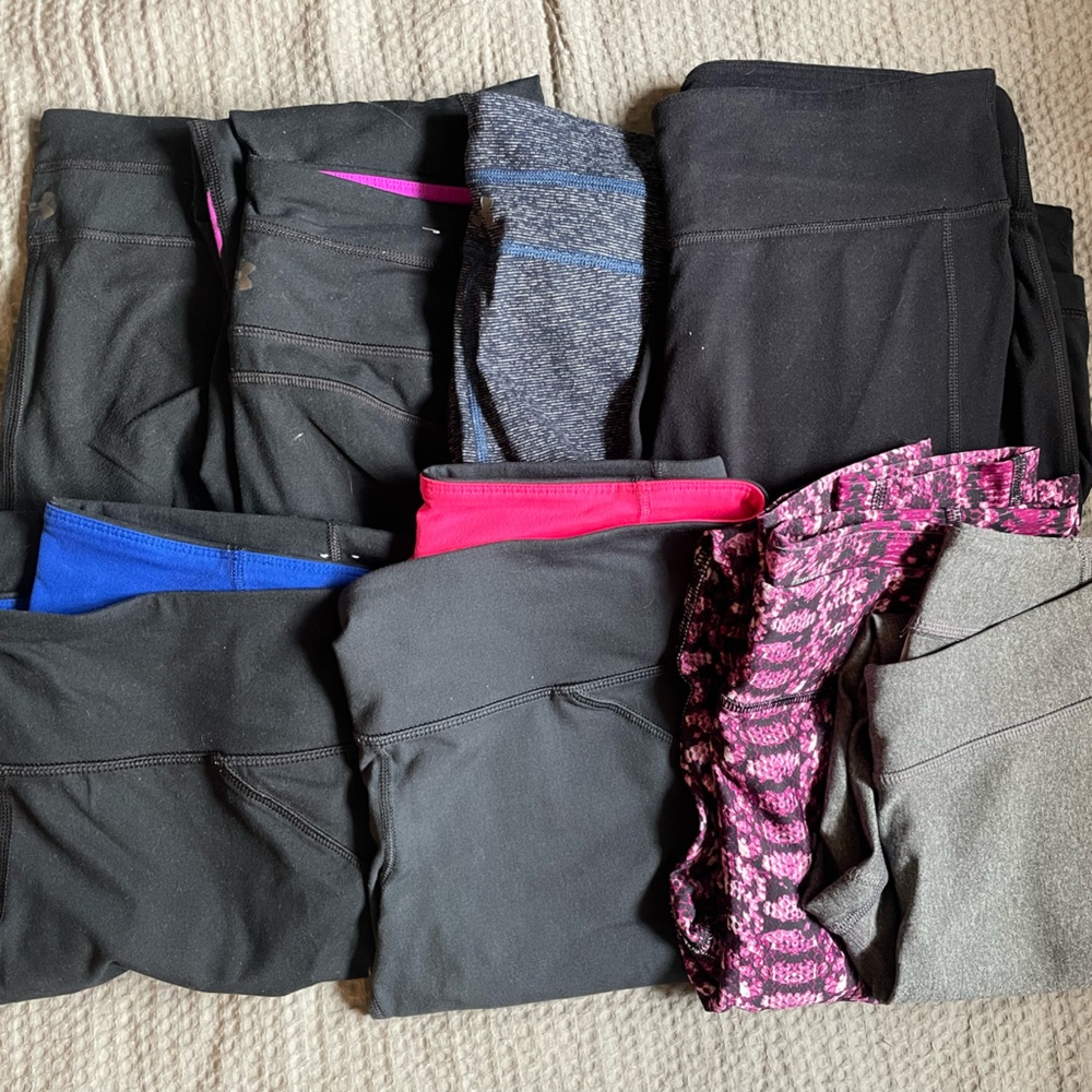 Under Armour Women's Black, Pink, and Blue Leggings